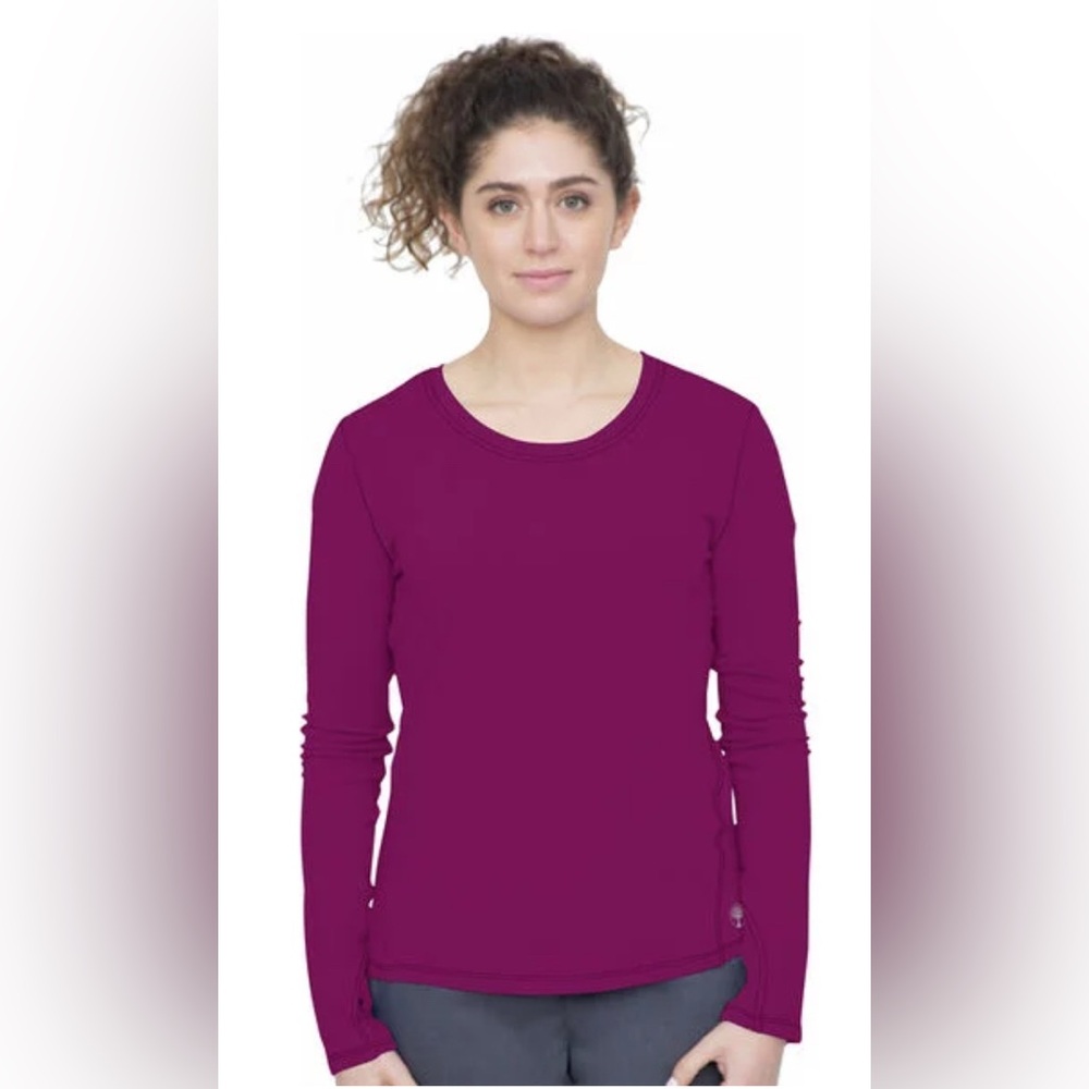 Purple Label by Healing Hands Women's Mackenzie Solid Underscrub Tee in Wine, M